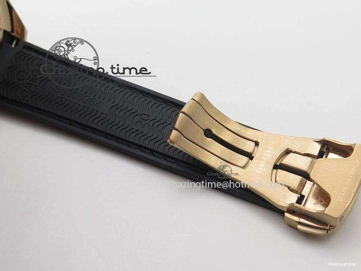 0522 Planet Ocean Professional Rose Gold Liquid Metal V6F 42mm On Black Rubber Strap A Vibrant 8266